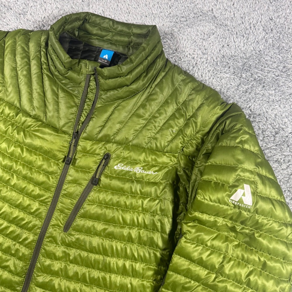 Eddie Bauer First Ascent Jacket Mens Medium Green StormDown 800 Puffer Pockets - Picture 2 of 8